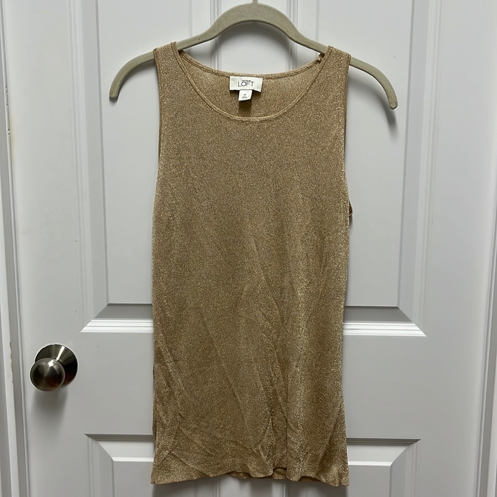 Ann Taylor Loft Gold Shimmer‎ Tank Top Medium